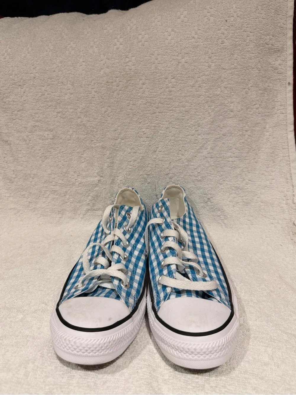 Converse Blue and White Gingham Espadrilles Low-Top Sneakers